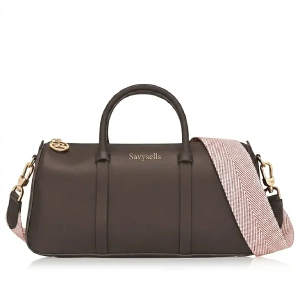 Cognac calfskin leather handbag – front view