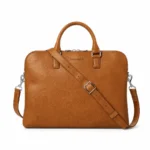 Tan leather portfolio briefcase for men with adjustable strap – Savysells