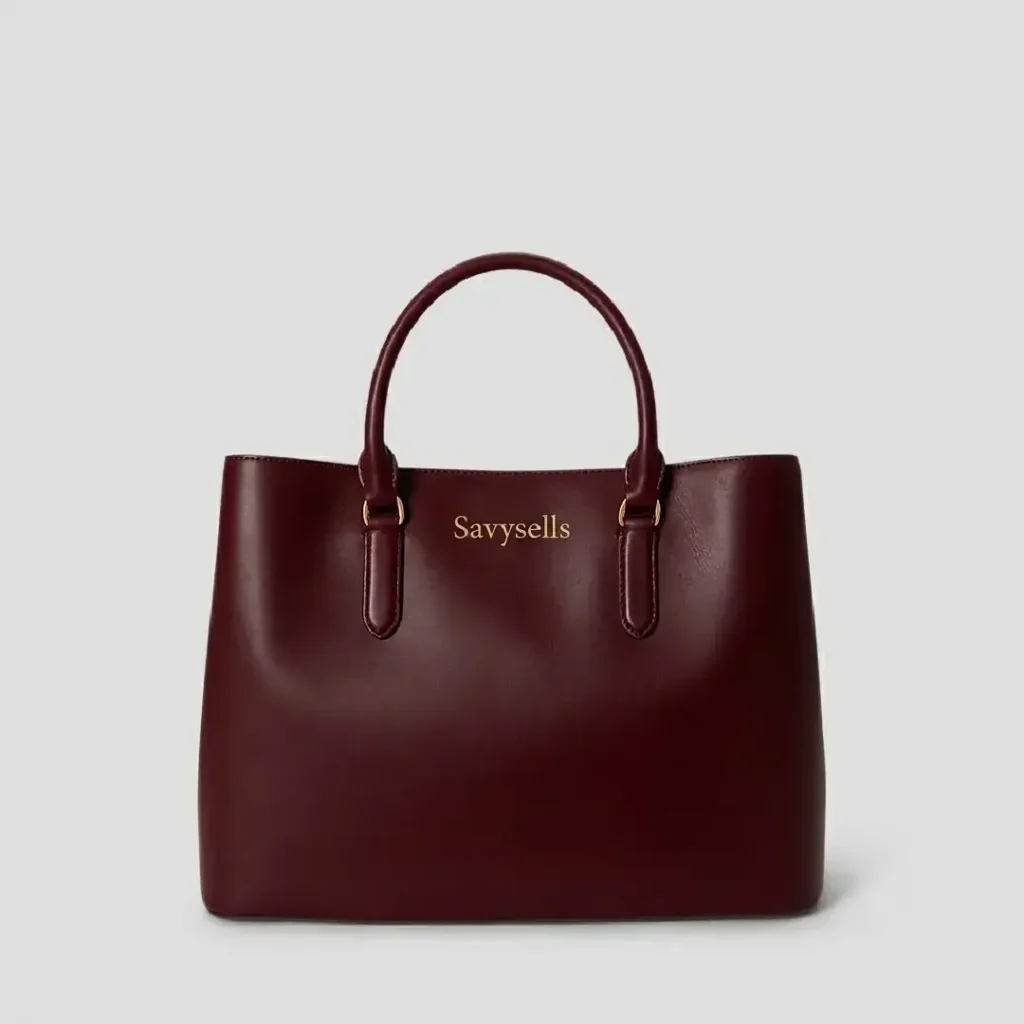 Savysells large leather Reagan satchel in cognac, front view
