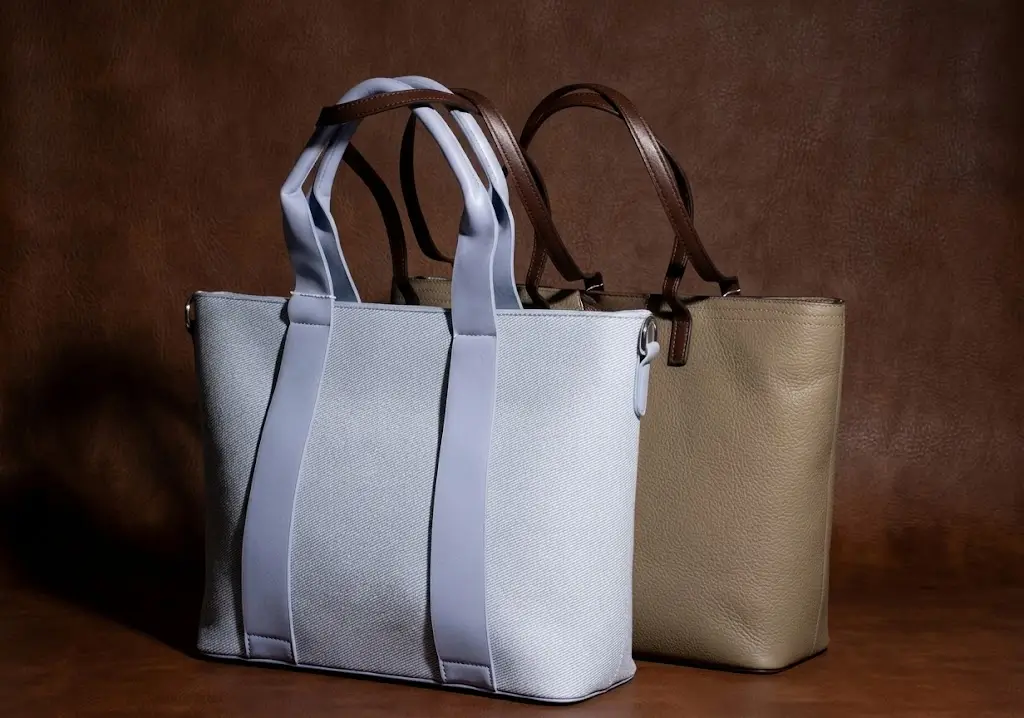 light-blue-canvas-and-tan-leather-tote-bags