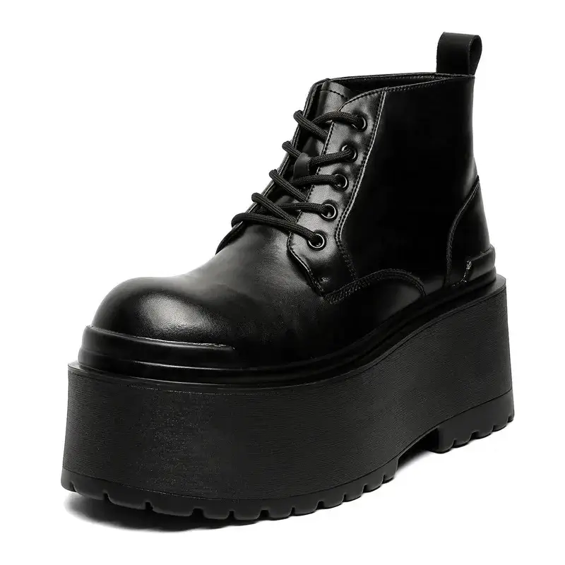 Men’s Punk Platform Boots Black Leather High Platform Lace Up Ankle Gothic Big Toe Shoes Men’s Punk Platform Boots Black Leather High Platform Lace Up Ankle Gothic Big Toe Shoes