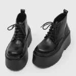 Punk Platform Boots for Men – Black Leather High Platform Lace‑Up Ankle Gothic Big Toe Shoes - Image 10