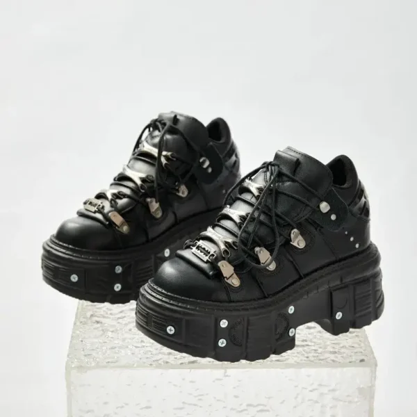 mens gothic platform shoes black punk sneakers