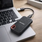 usb 3 2 high speed portable external ssd connected to macbook