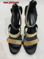Womens Golden Watch Embellished Strap Sandals – 12cm High Heel Sandals - Image 6